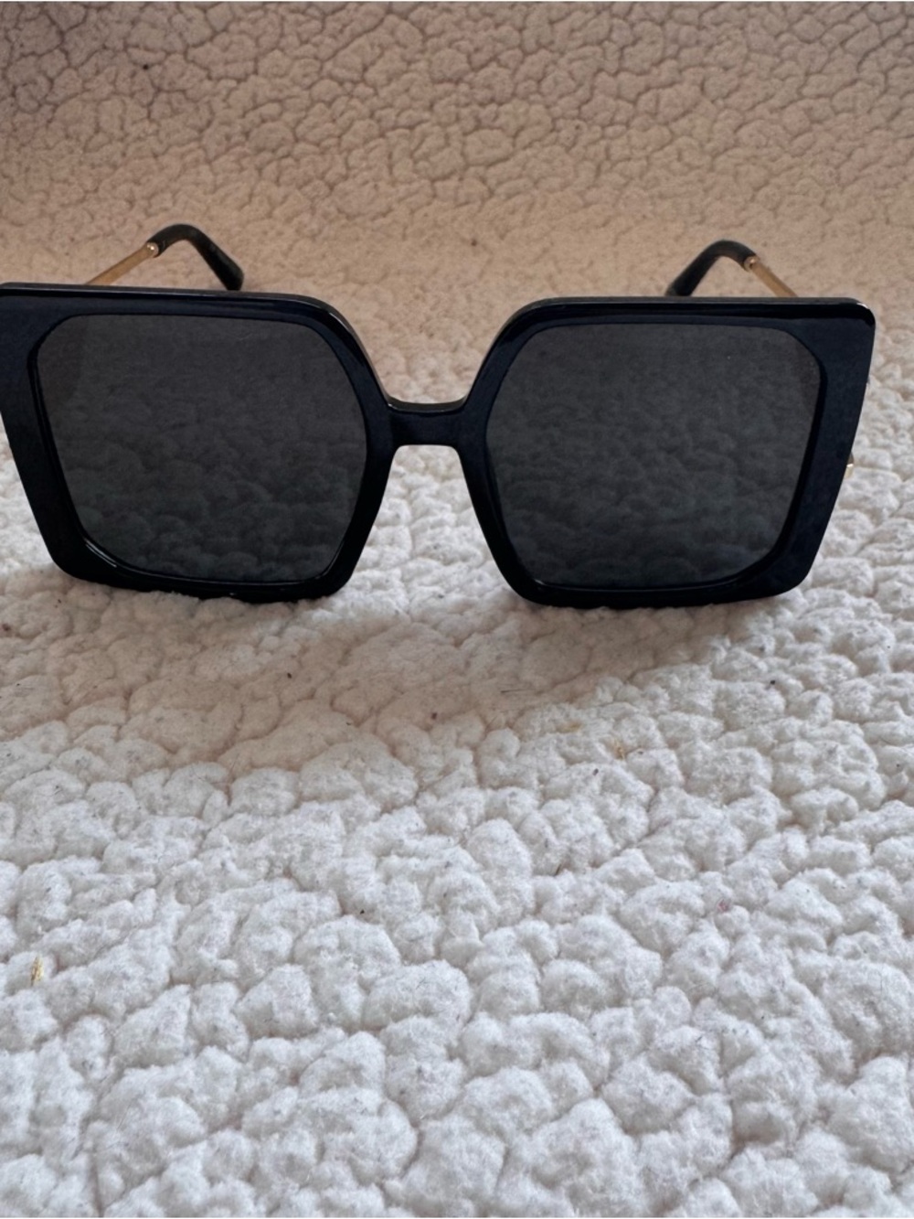 True Religion Oversized Square Sunglasses Black Gold Arms TR93244